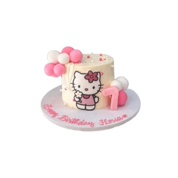 Hello Kitty Themed Birthday Cake with Pink Ball Decoration - Abu Dhabi