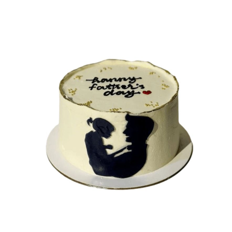 White Father’s Day Cake with Loving Cuddle Art – Custom Celebration Cake | Abu Dhabi & UAE Delivery in Abu Dhabi | Fathers day Delivery UAE – Legrandeuae