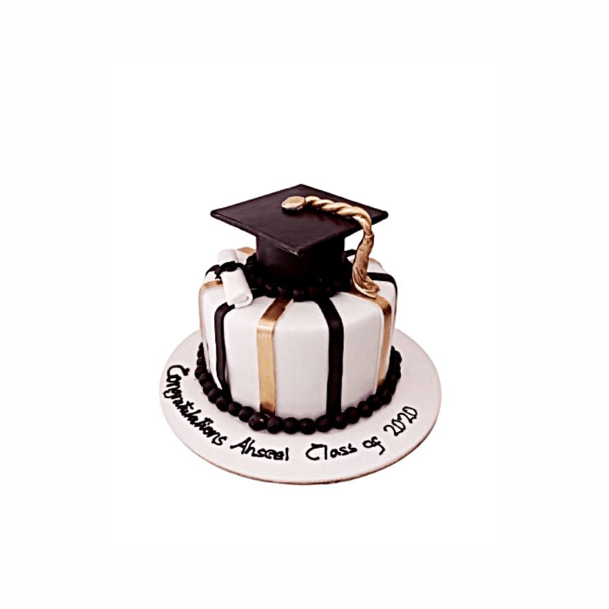 The Final Step Graduation Cake with Ribbon Art – Elegant Custom Cake | Abu Dhabi & UAE Delivery in Abu Dhabi | Graduations Cakes Delivery UAE – Legrandeuae