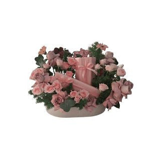 Pink Rose & Mixed Flowers Gift Basket Arrangement - Abu Dhabi