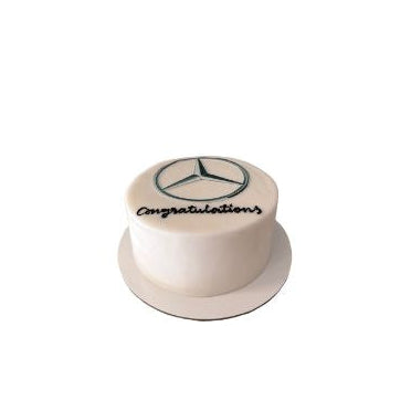 Mercedes-Benz Logo Congratulations Cake Elegant White Celebration Cake - Abu Dhabi