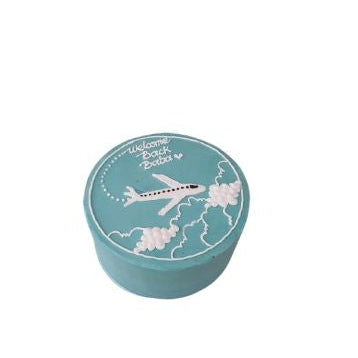 Welcome Back Baby Airplane Themed Cake Blue Travel Baby Shower Cake - Abu Dhabi