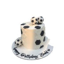 Football Birthday Cake with Black and White Footballs on the Top - Abu Dhabi in Abu Dhabi | Anniversary Bouquet Delivery UAE – Legrandeuae