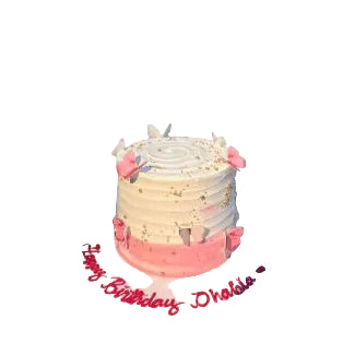 Elegant Pink Butterfly Birthday Cake with Gold Accents Custom Birthday Cake - Abu Dhabi