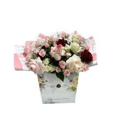 Luxury Mixed Roses Flower Bouquet Pink, White & Red Roses Gift Arrangement - Abu Dhabi