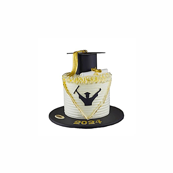Genius Graduation Cake White with Black Cap – Abu Dhabi in Abu Dhabi | Graduations Cakes Delivery UAE – Legrandeuae