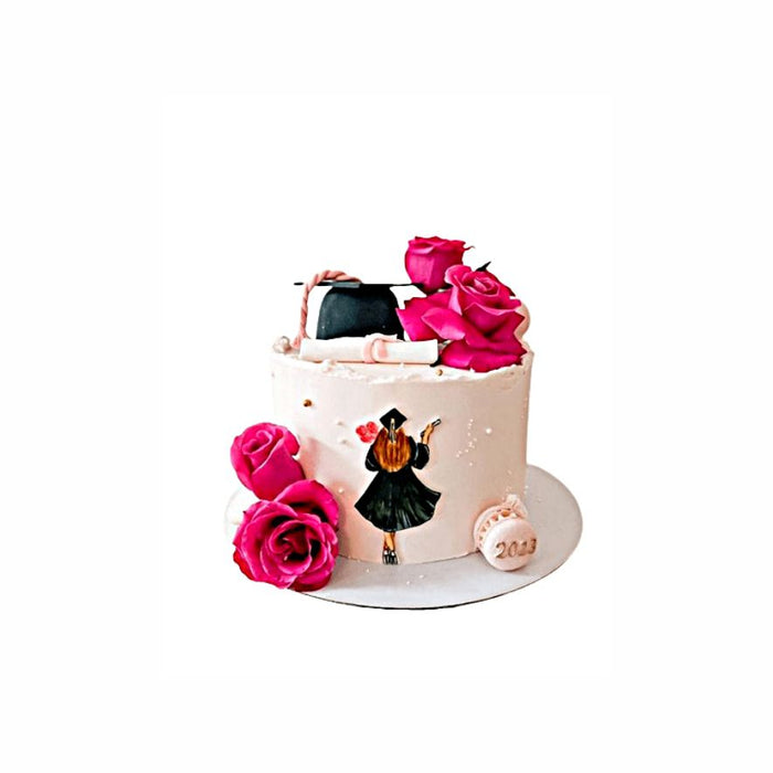 Academic Bloom Graduation Cake – Pink Floral Abu Dhabi in Abu Dhabi | Graduations Cakes Delivery UAE – Legrandeuae