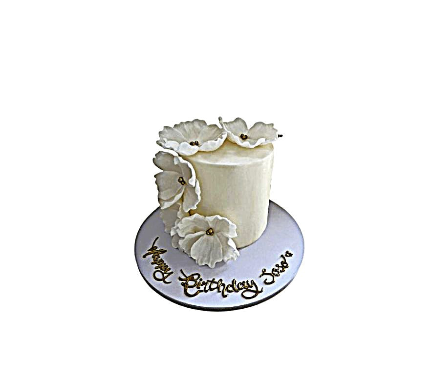 Golden Barrel Cake with Honeymoon Flower Design – Luxury Adult Cake | Abu Dhabi & UAE Delivery in Abu Dhabi | Birthday Cakes – Adults Delivery UAE – Legrandeuae