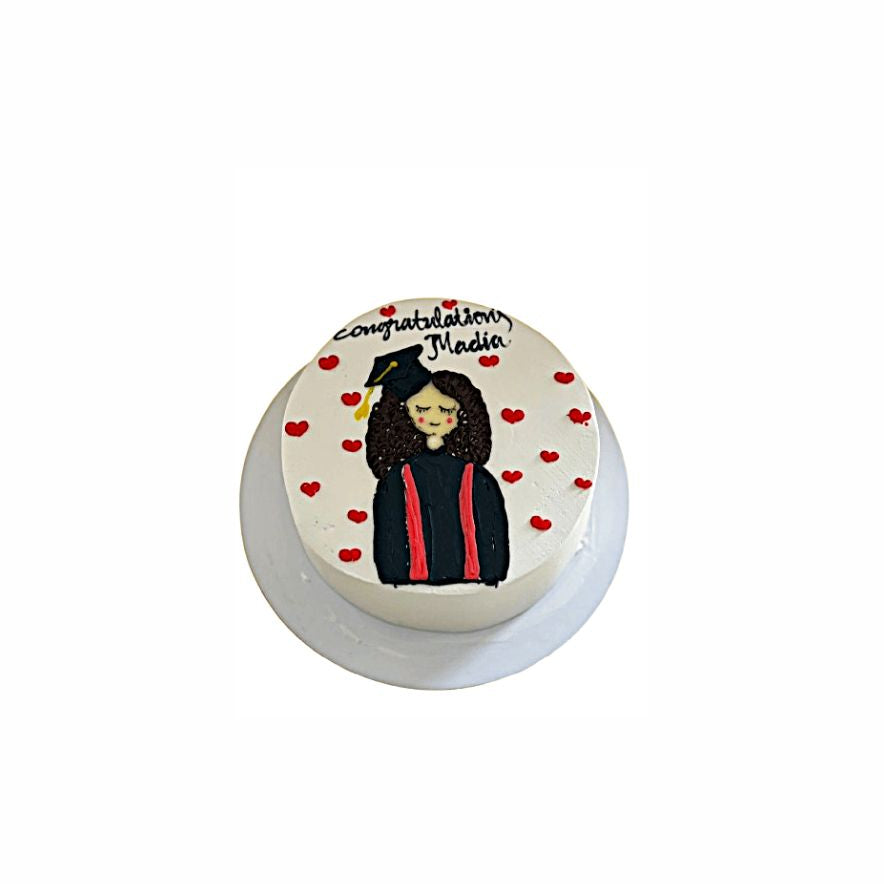 Cap, Gown & Curls Medium Graduation Cake – Abu Dhabi in Drawing in Abu Dhabi | Graduations Cakes Delivery UAE – Legrandeuae