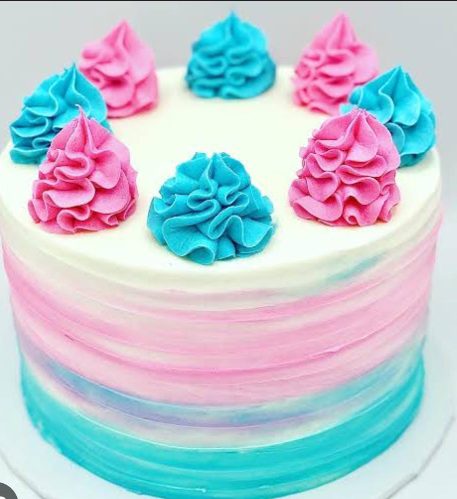 Pink and Blue Team Gender Reveal Cake