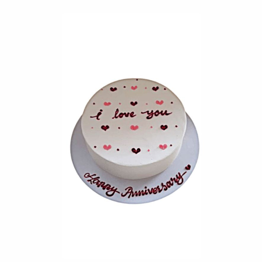 White Cream Cake with Colorful Small Heart Design – Elegant Birthday Cake for Adults | Abu Dhabi & UAE Delivery in Abu Dhabi | Birthday Cakes – Adults Delivery UAE – Legrandeuae