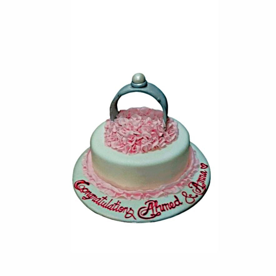 Pink & White Bridal Shower Cake with Open Jewellery Box – Elegant Engagement Cake | Abu Dhabi & UAE Delivery in Abu Dhabi | Wedding / Engagement Cakes Delivery UAE – Legrandeuae