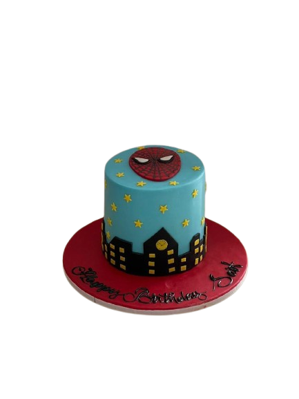 Spidey Night City Cake – Modern Spider-Man Skyline Birthday Cake | Abu Dhabi & UAE Delivery in Abu Dhabi | Spider-Man theme cake Delivery UAE – Legrandeuae