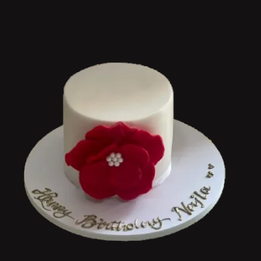 Elegant Red Rose Birthday Cake with Floral Buttercream - Abu Dhabi