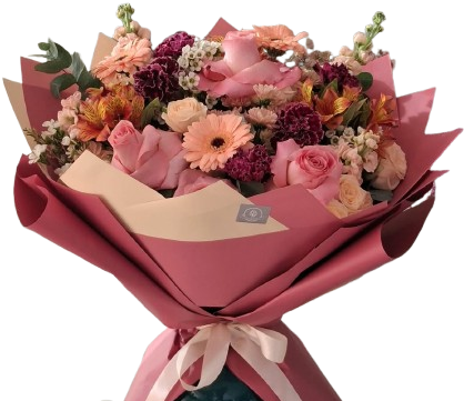 Elegant Pink Mixed Flower Bouquet in Decorative Wrapping - Abu Dhabi