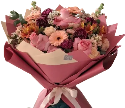 Elegant Pink Mixed Flower Bouquet in Decorative Wrapping - Abu Dhabi