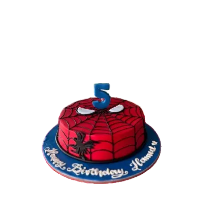 Spider-Man Theme Birthday Cake with Number 5 Candle - Abu Dhabi