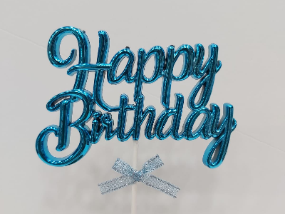 Happy Birthday Blue Metallic Cake Topper – Abu Dhabi UAE Delivery in Abu Dhabi | Cake Toppers Delivery UAE – Legrandeuae