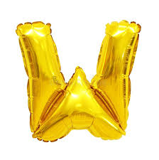 بالون هيليوم ذهبي اللون على شكل حرف W
