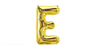 بالون هيليوم ذهبي اللون على شكل حرف E