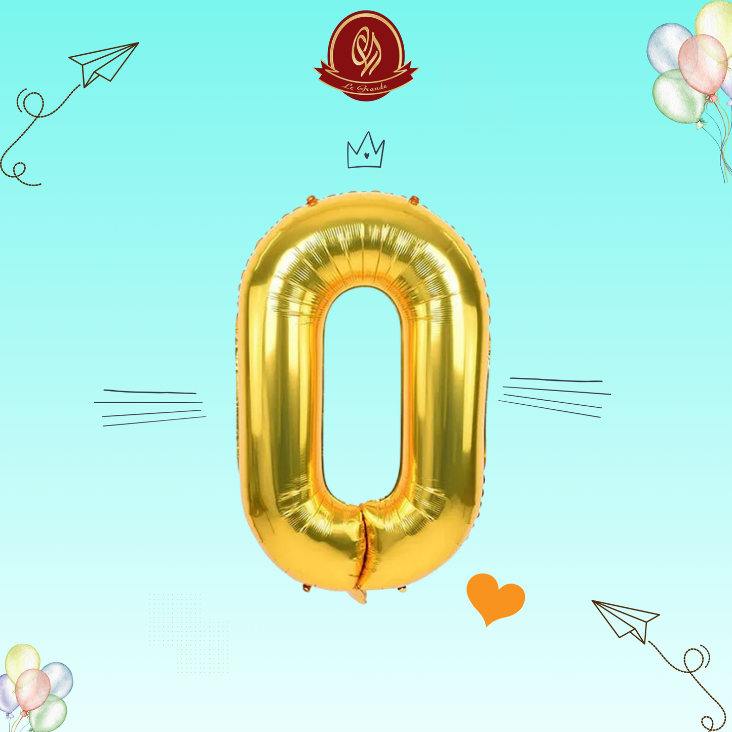 Gold Number 0 Helium Balloon – Party Decoration Abu Dhabi in Abu Dhabi | balloons Delivery UAE – Legrandeuae