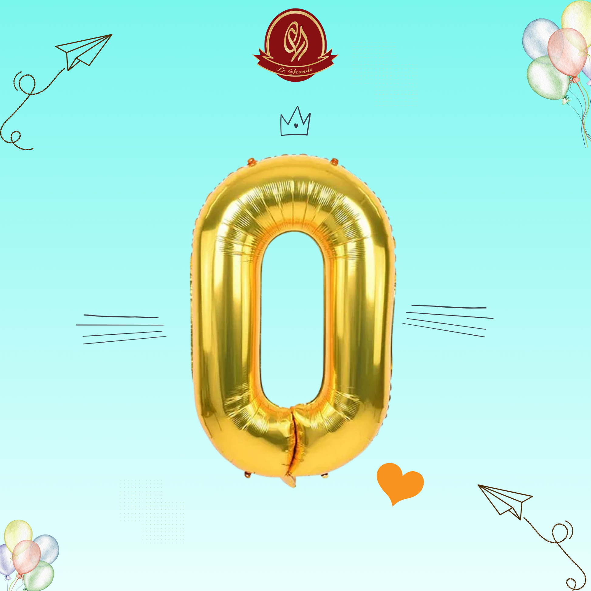 Gold Number 0 Helium Balloon – Party Decoration Abu Dhabi in Abu Dhabi | balloons Delivery UAE – Legrandeuae