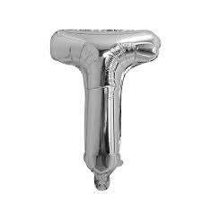 بالون هيليوم فضي على شكل حرف T