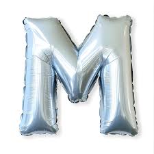 بالون هيليوم فضي على شكل حرف M