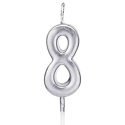 Silver Number Cake Candles – Birthday Number Candles Abu Dhabi in Abu Dhabi | Candles Delivery UAE – Legrandeuae