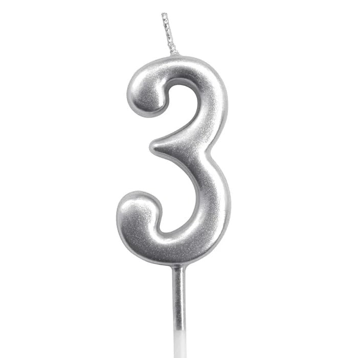 Silver Number Cake Candles – Birthday Number Candles Abu Dhabi in Abu Dhabi | Candles Delivery UAE – Legrandeuae