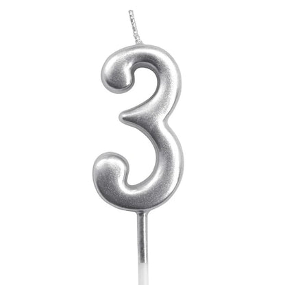 Silver Number Cake Candles – Birthday Number Candles Abu Dhabi in Abu Dhabi | Candles Delivery UAE – Legrandeuae