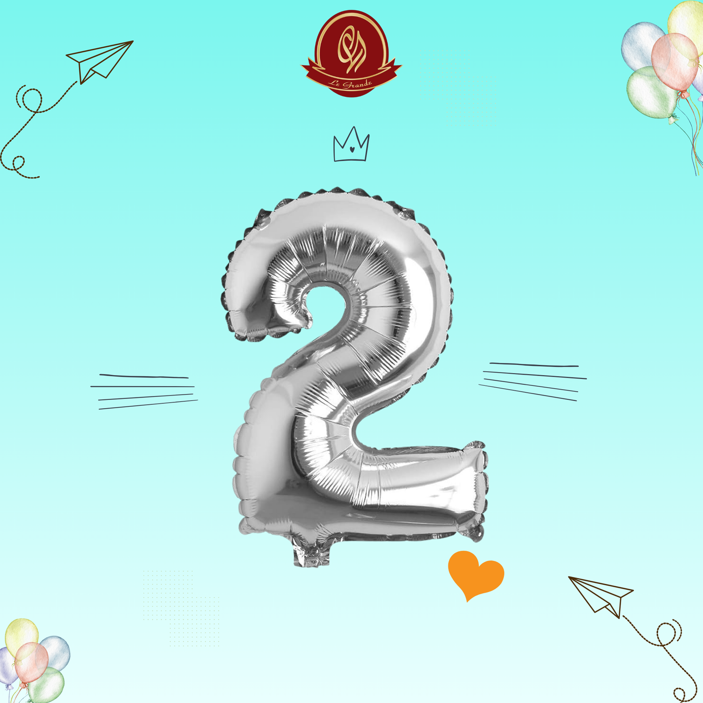Silver Number 2 Helium Balloon – Party Decoration Abu Dhabi in Abu Dhabi | balloons Delivery UAE – Legrandeuae